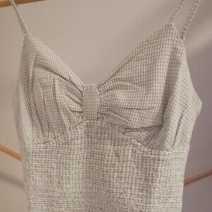 Gingham Girl! Women's Gingham Cotton Ruffled Mini Dress in M & L sizes NEW Sage